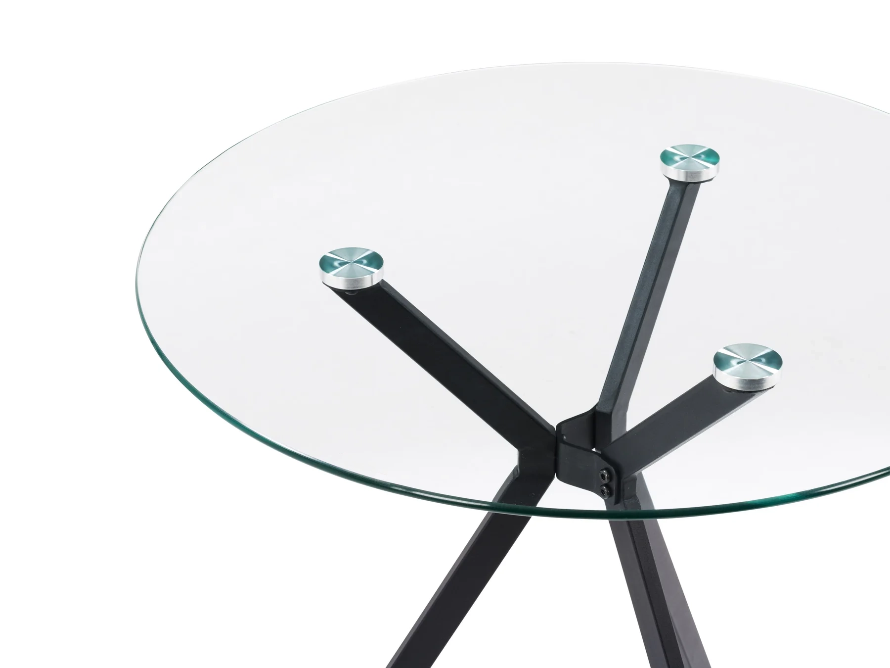 CorLiving Lennox Glass Top Trestle Bistro Table with Black Iron Legs