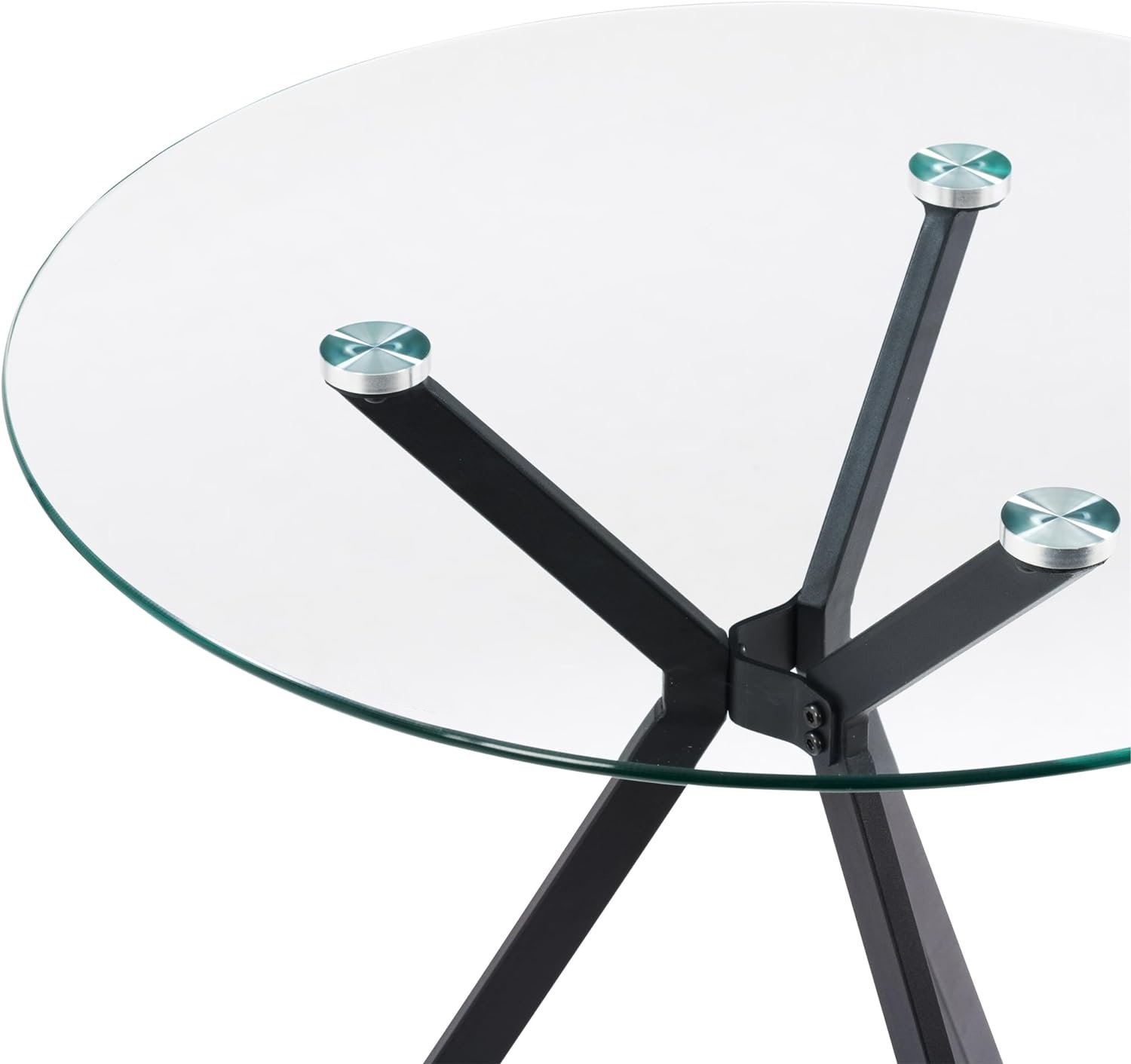 CorLiving Lennox Glass Top Trestle Bistro Table with Black Iron Legs